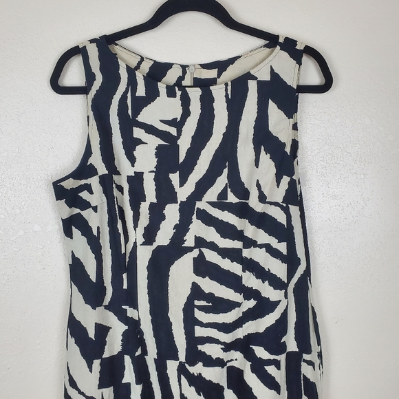 Robbie Bee Linen Blend Animal Print Fringe Dress Size 12 - Picture 3 of 6